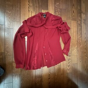 Moda International Deep Red Lace Top